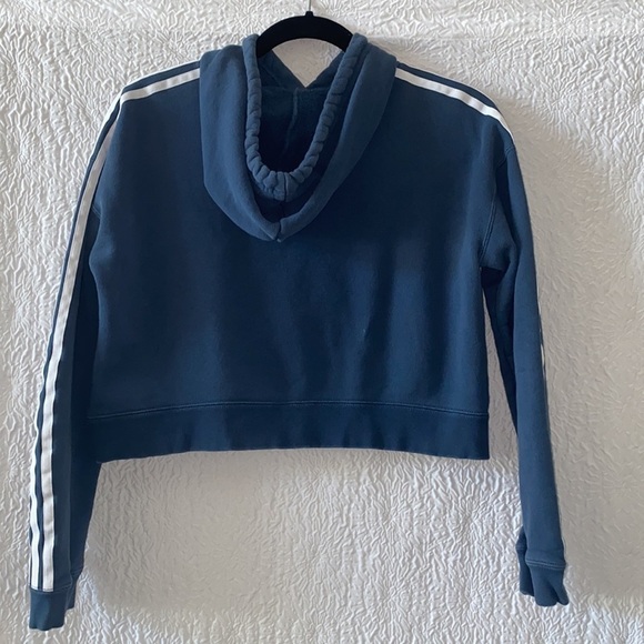 ADIDAS 3 Stripe Cropped Sweatshirt Hoodie - Picture 5 of 10